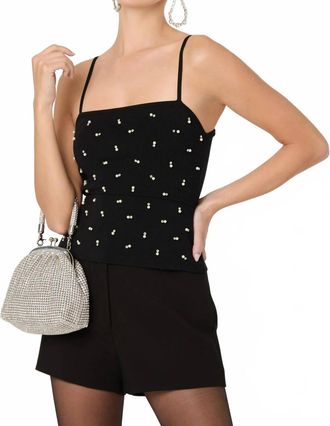 Astr Addie Pearl Rhinestone Sweater Tank Top In Black