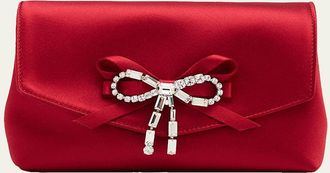 Jimmy Choo London Mini Crystal Bow-Embellished Satin Crossbody Bag