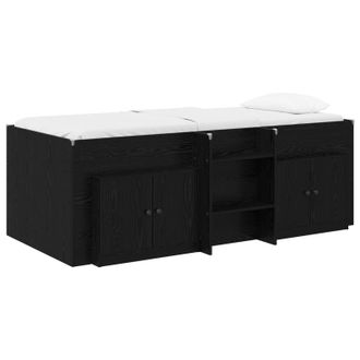 vidaXL Marco De Cama Loft Con Armario Con Almacenamiento 3 Uds. Negro Vidaxl