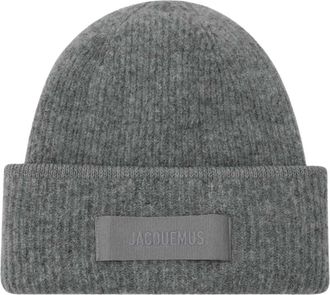Jacquemus Accessoires, Dames, Grijs, ONE Size, Wol, Gros Grain Beanie