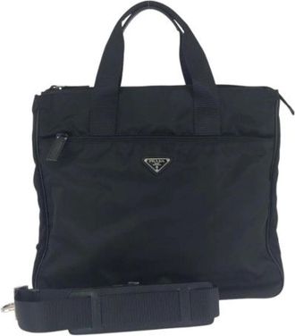Prada Pre-owned Nylon Leather Business Briefcase - unisex - Prada Vintage - Vintage Handbags - Black - ONE SIZE - Pre-owned