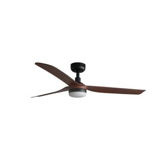 Netlighting Punt 132cm LED Ceiling Fan Matt Black Walnut Blades CCT