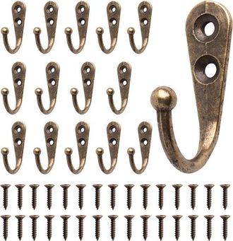 No Brand Juego De 15 Ganchos De Pared Retro Para Abrigos Y Toallas, Estilo Vintage, Acabado En Bronce