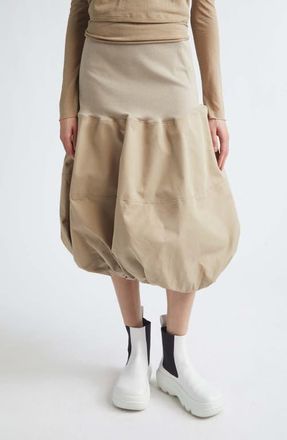 Melitta Baumeister Ball Mixed Media Bubble Hem Midi Skirt in Beige at Nordstrom, Size Large