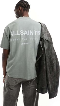 AllSaints Underground oversized t-shirt in metallic gray
