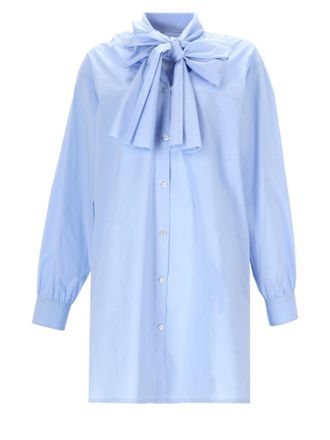 Moschino Light Blue Shirt Ribbon Gown Dress