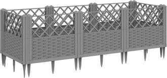 vidaXL Vidaxl - Jardinera con clavijas pp gris claro 123,5x43,5x43,5 cm