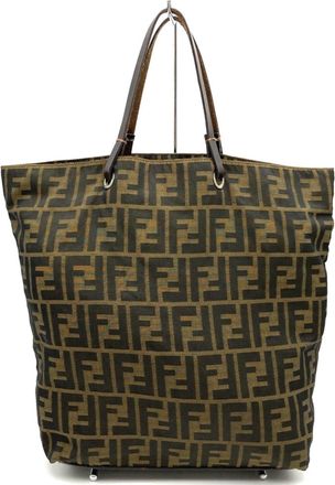 Fendi Brown Nylon Shoulder Bag Tote Bag (Pre-Owned)