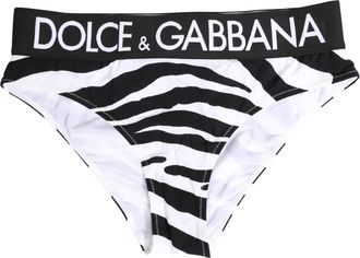 Dolce & Gabbana Womens Zebra-Print Nylon Brief Black Elastane Bodysuits