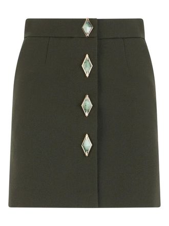 Roberto Cavalli jewel-button mini skirt - women - Virgin Wool/Viscose - 42 - Green