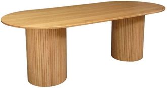 Sweeek Oval Dining Table in Rubberwood and Oak Veneer - Natural Finish, Seats 8 - L 220 x W 100 x H 73 cm - Estelle