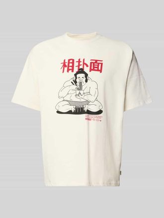 Woodbird T-Shirt mit Motiv-Print Modell Baine in Offwhite, Größe XL