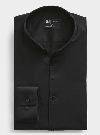 Le 31 Mens Tab-collar satiny twill shirt Modern fit
