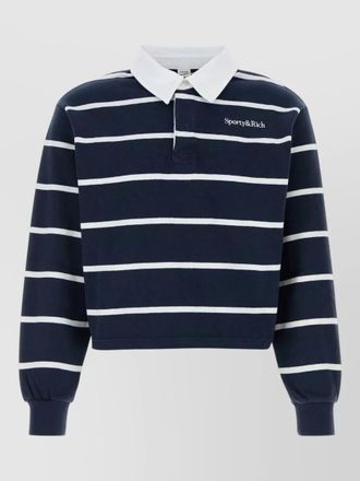 Sporty & Rich cotton polo shirt long sleeves stripes