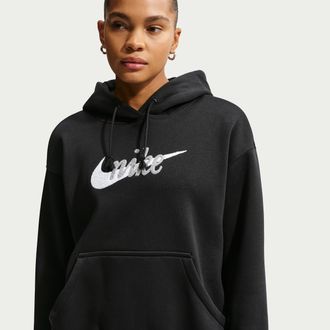 Nike Womens Nike Sportswear Phoenix Fleece Oversized Logo Hoodie in Black | IM9643-010