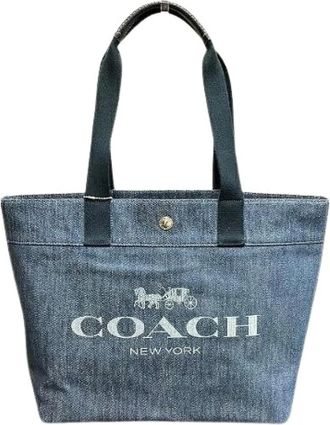 Coach Pre-owned Tote Bags, female, Blue, Size: ONE SIZE Pre-owned Denim Tote Bag