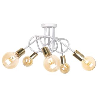 Netlighting Rumba Multi Arm Semi Flush Ceiling Light White Gold 50cm 5x E27