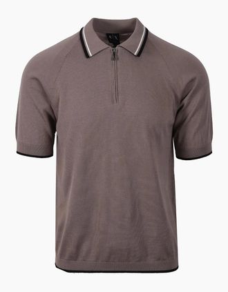 A|X Armani Exchange Mens ARMANI EXCHANGE KNITTED POLO SHIRT DRIFTWOOD - Tan - Size: 42