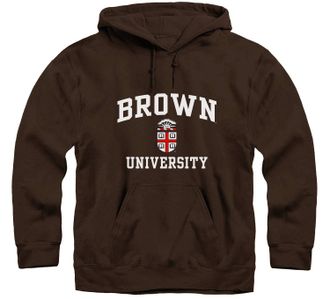 Ivysport Hoodie Sweatshirt, Premium Cotton, Classic Arch with University Crest Logo - Brown - XL