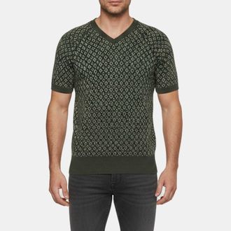 Emporio Armani Green Knit Short Sleeve Sweater