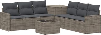 vidaXL Juego De Sof&aacute; 8 Uds. Gris Y Gris Oscuro Rat&aacute;n Sint&eacute;tico Y Acero Vidaxl