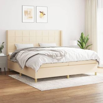 vidaXL Vidaxl - Cama Box Spring Con Colch&oacute;n Tela Color Crema 200x200 Cm