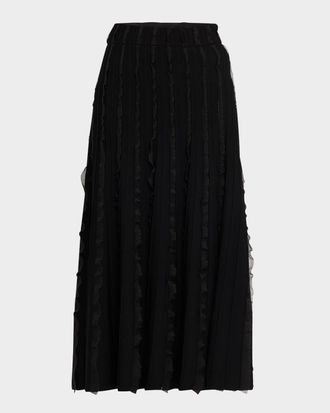 Emporio Armani Ribbed Ruffle-Trim Maxi Skirt
