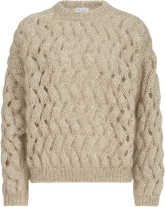 Brunello Cucinelli Dazzling Zigzag-cables Sweater In Mohair And Wool