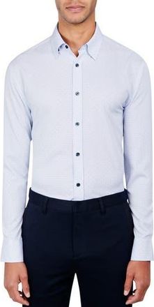 W.R.K Regular Fit Dot Print Performance Stretch Dress Shirt in White at Nordstrom Rack, Size 16.5