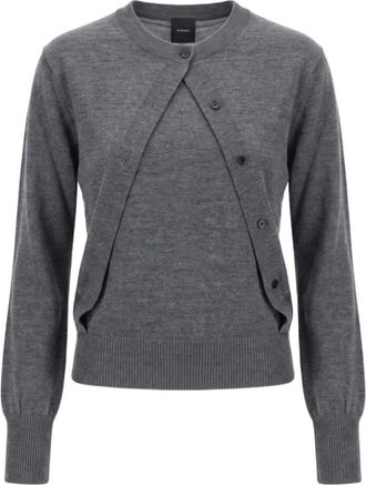 Pinko Ronde hals gebreide kleding - Dames - Ronde hals truien - Grijs - L - Truien & Vesten