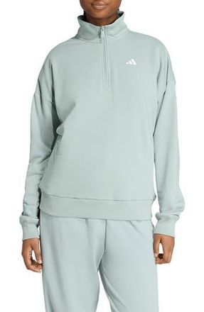 adidas French Terry Quarter Zip Sweatshirt in Wonder Sage/White at Nordstrom Rack, Size X-Small