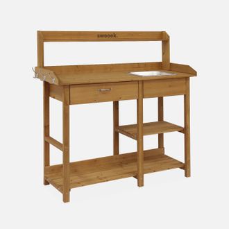 Sweeek Sweeek - Mesa De Madera Para Macetas, Capucine, Madera, 117x45x121 Cm