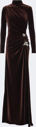 Monique Lhuillier Draped embellished velvet gown