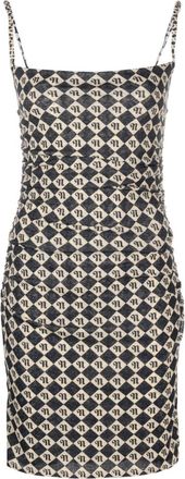 Nanushka monogram-print minidress - women - Recycled Polyester - S - Neutrals
