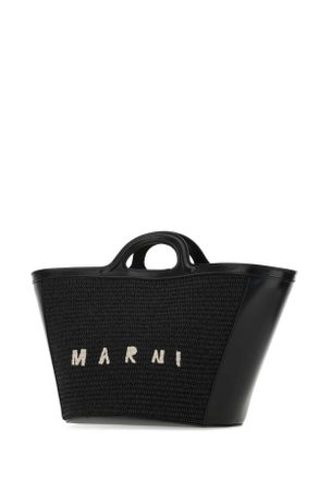 Marni Womens Black Leather And Raffia Small Tropicalia Summer Handbag 00n99 Borse A Mano