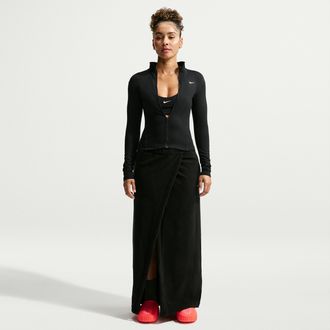 Nike Womens One Therma-FIT Mid-Rise Fleece Maxi Skirt in Black | IZ2978-010