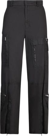 Givenchy Zwarte Broek met Ritszakken - Heren - Straight fit broeken - Zwart - S - Katoen - Broeken