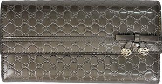 Gucci Microguccissima Grayish Patent Leather Long Wallet (Bi-Fold) (Pre-Owned)