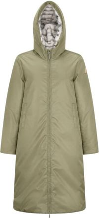 K-Way Oller Shiny Twill Fur - Dames - Parka Jassen - Groen - L - Leer - Jassen