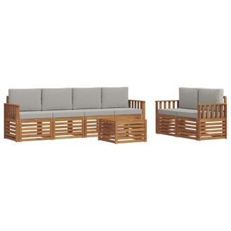 vidaXL Conjunto De Sof&aacute;s De Exterior 7 Pcs Gris Natural Y Claro Vidaxl