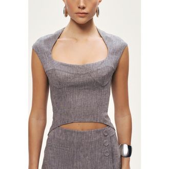 Nocturne Open-Back Tailored Top in Grey at Nordstrom, Size X-Small Eu