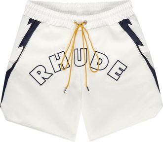Rhude Rhude Logo Lightning-embroidered Satin Shorts - White - M