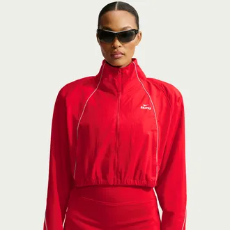 Nike Womens SKIMS Crunchy Nylon Cropped Jacket in Red | IV6641-657