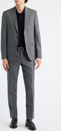 AllSaints Ross Slim Fit Tick Weave Wool Suit in Grey at Nordstrom, Size 36 Regular