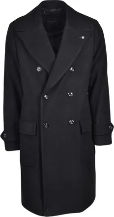 Officina36 Jassen, Heren, Zwart, S, Wol, Cappotto Doppiopetto