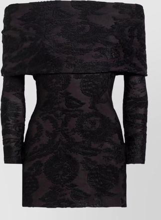 Etro paisley foliage-print off-shoulder long-sleeve mini dress