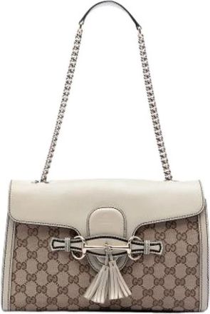 Gucci Pre-owned Emily - Dames - Vintage Schoudertas - Beige - ONE Size - Leer - Vintage