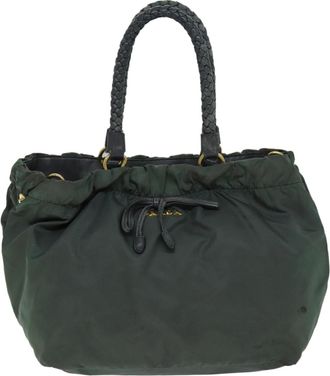 Prada Tessuto Khaki Synthetic Handbag (Pre-Owned)