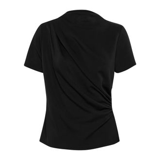 MY ESSENTIAL WARDROBE Zwarte Gedrapeerde Tee Blouse - Dames - Blouses & Shirts - Zwart - Maat: XL Modal