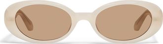 Quay Felt Cute 52mm Gradient Small Oval Sunglasses in Bone/Tan at Nordstrom